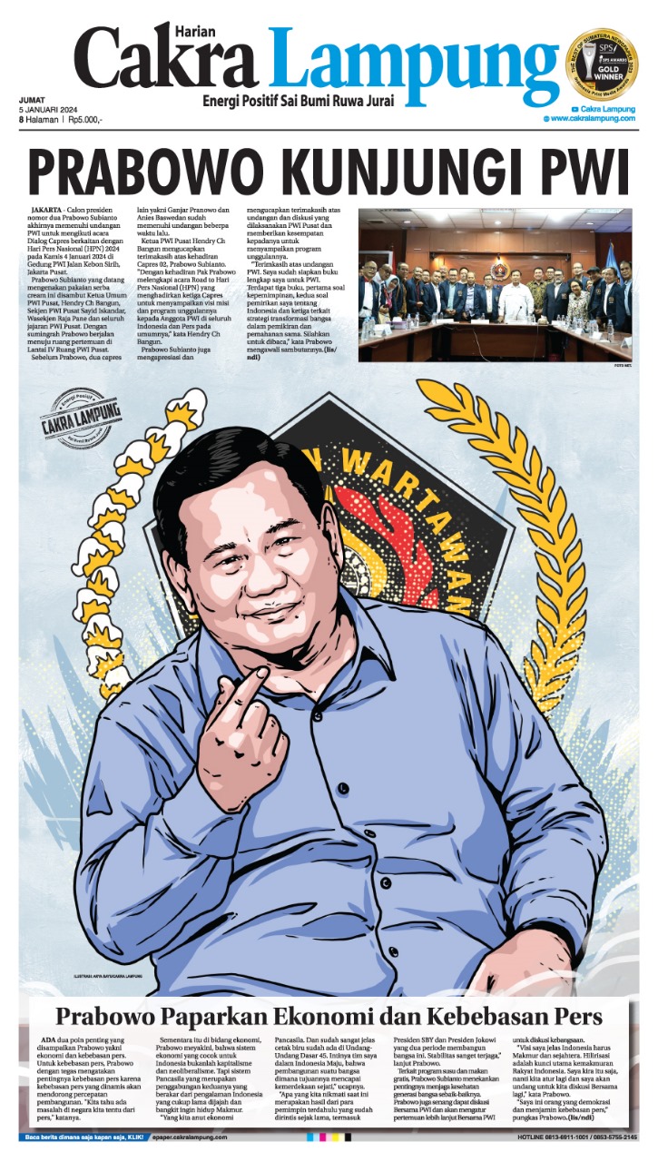 Dialog Capres Soal  HPN, Prabowo Kunjungi PWI Pusat