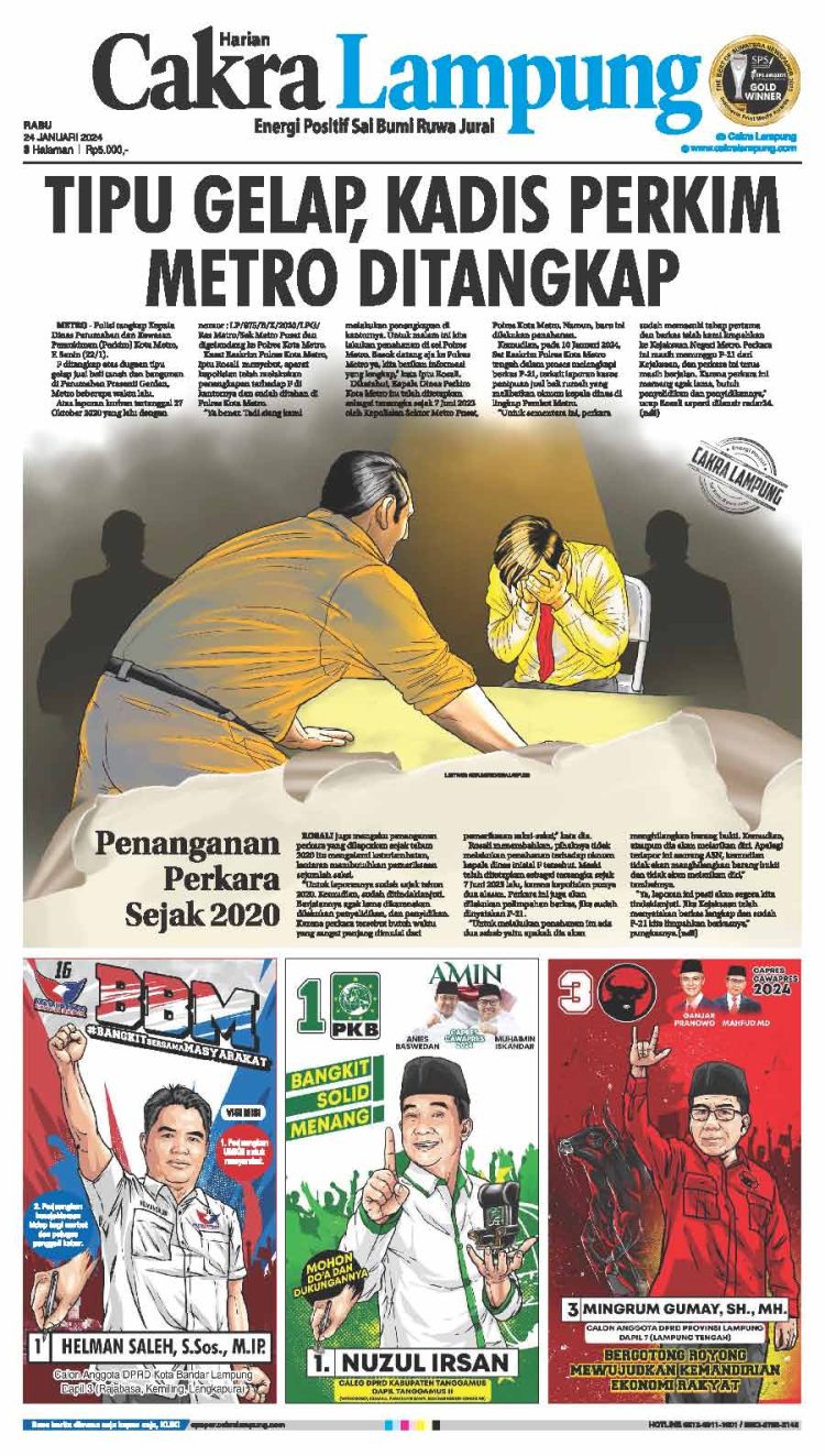 Tipu Gelap, Kadis Perkim Metro Ditangkap