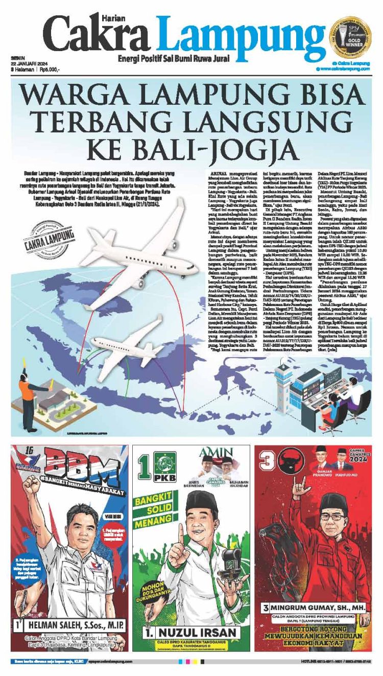 Warga Lampung Bisa Terbang Langsung Ke Bali-Jogja