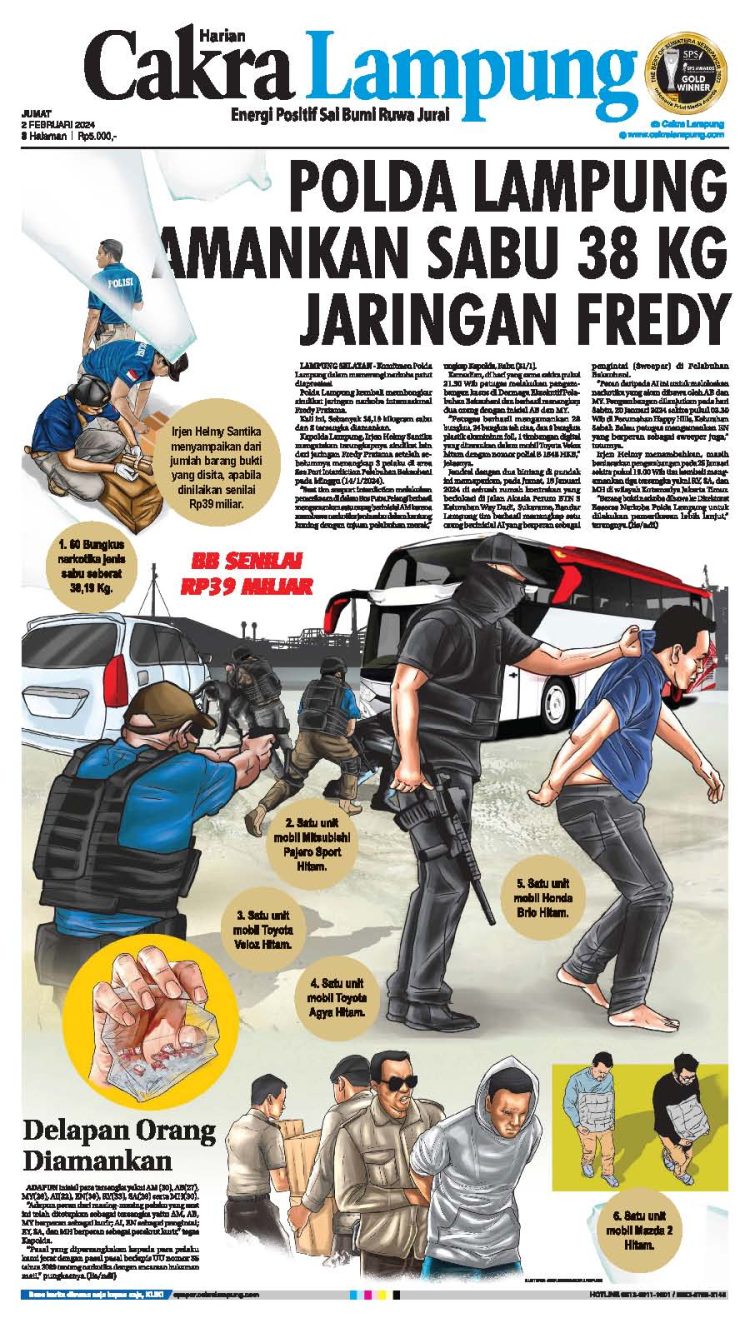 Polda Lampung Amankan Sabu 38 Kg Jaringan Fredy