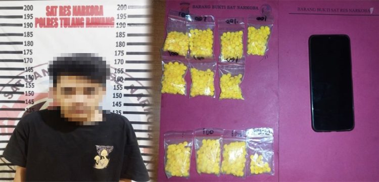Satresnarkoba Polres Tulang Bawang Tangkap Pemuda 21 Tahun dan Sita Seribu Butir Pil Heximer