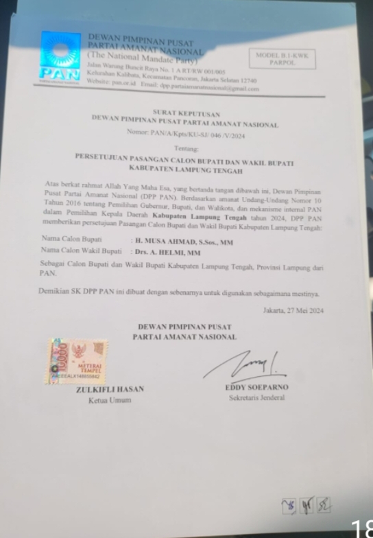 Musa-Helmi Duet Di Pilkada Lamteng?