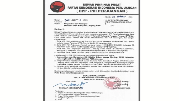 Edi Novial Kembali Duduki Kursi, Sebagai Ketua DPRD Lampung Barat Priode 2024-2029