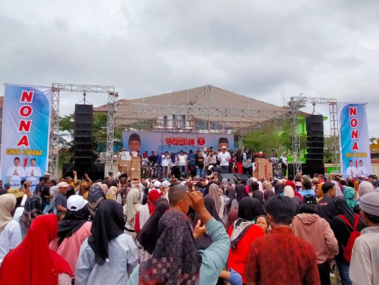 Paslon NONA Akhiri Kampanye Di Lapangan Kelurahan Dayamurni Tubaba