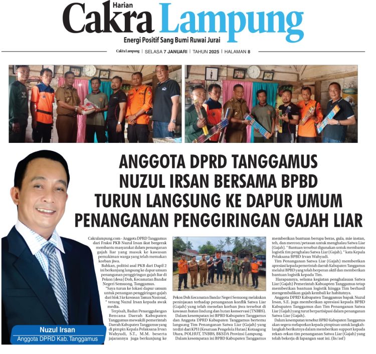 Anggota DPRD Tanggamus Nuzul Irsan Bersama BPBD Turun Langsung Ke Dapur Umum Penanganan Penggiringan Gajah Liar