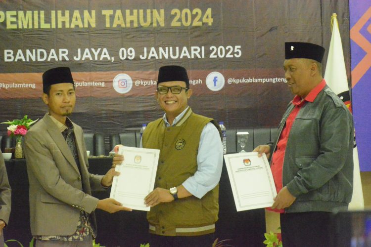 KPU Tetapkan Pasangan Ardito-I Komang Pemenang Pilkada Lampung Tengah