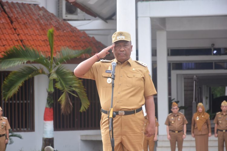 Wabup Lampung Tengah Pimpin Apel Perdana Setelah Dilantik