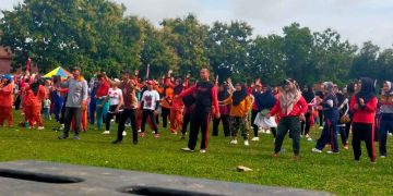 Sambut Bulan Suci Ramadhan 1446.H/2025.M Pemerintah Tiyuh Kartaraharja Gelar Senam Sehat Bersama