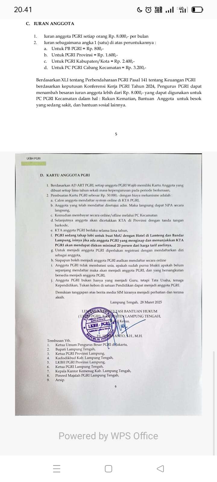 Hak Jawab PGRI Lamteng Terkait Berita “Catut Nama Bupati Di Media PGRI”