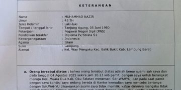 Info Orang Lambar Hilang, Suami Tidak Bisa Dihubungi, Istri Lapor Polisi