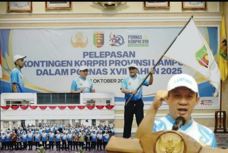 Sekdaprov Lepas Kontingen Korpri Provinsi Lampung Ke Pornas XVII Di Palembang