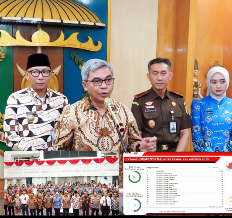 Pemprov Lampung Masuk 10 Besar Nasional Raih Nilai MCSP Tertinggi