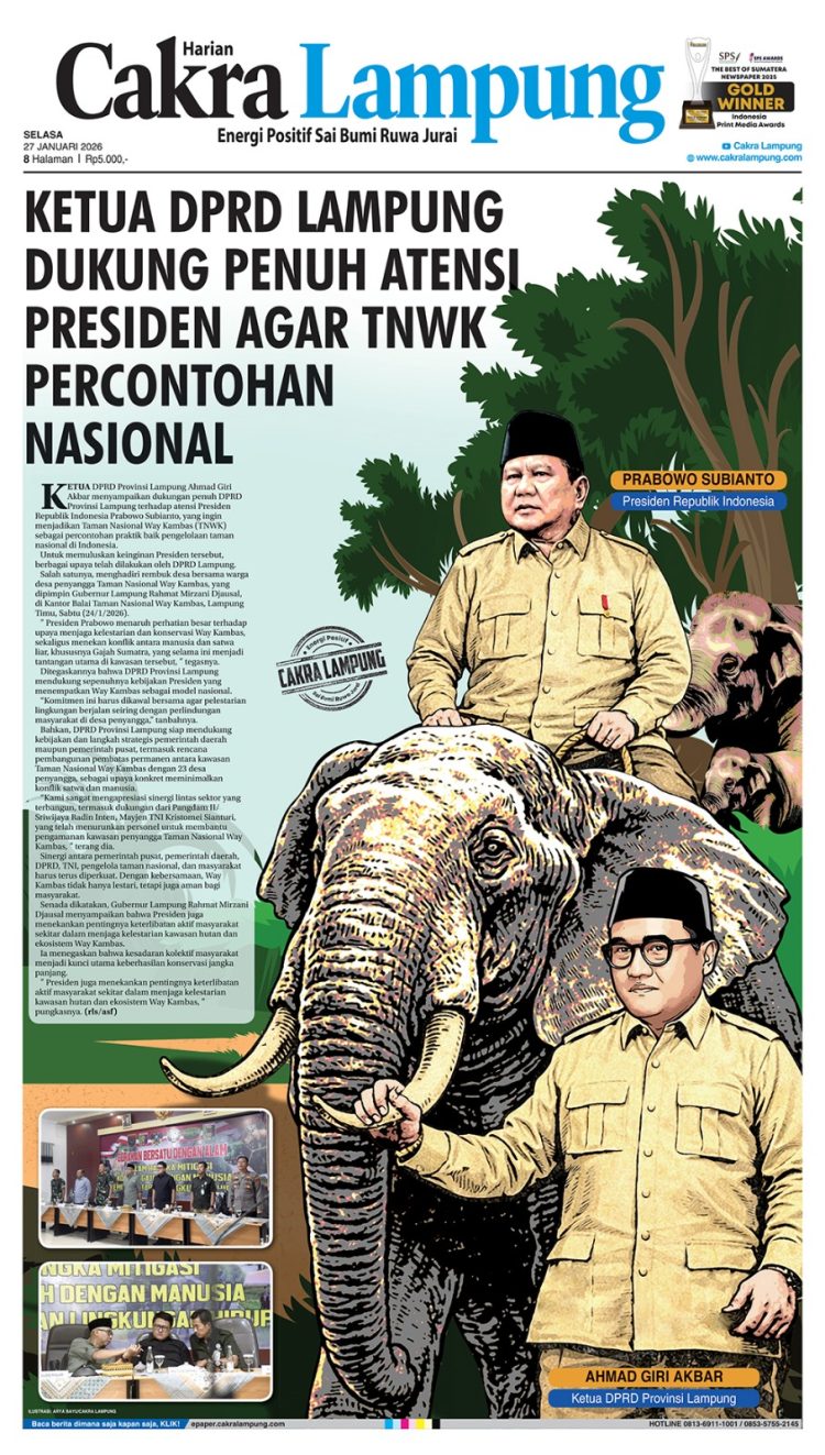 Ketua DPRD Lampung Dukung Penuh Keinginan Presiden Jadikan TNWK Percontohan Nasional